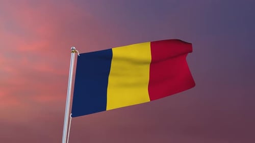 Waving Blue Yellow Red Striped National Flag Animation