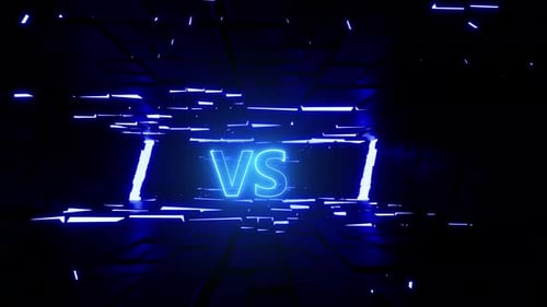 Dynamic Neon Versus Sign in Abstract Digital Tunnel