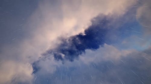 Flying Through Dramatic Storm Clouds with Rain Loop