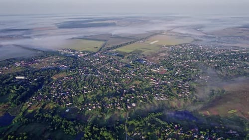 Rural Village with a House Aerial View Landscape