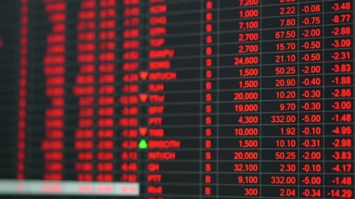 Stock market price board in economic crisis.
