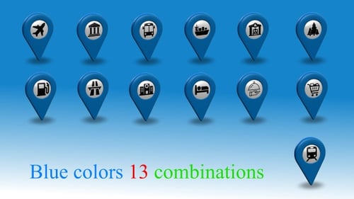 Animated 3D Map Pin Icons for Location and Navigation