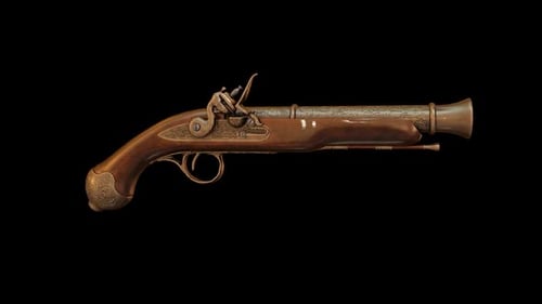 Ornate Flintlock Pistol Animation with Firing Action