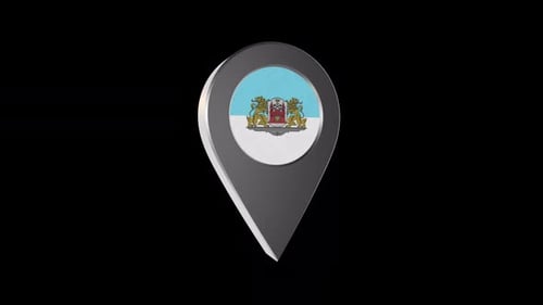 3d Animation Map Navigation Pointer With Flag Of Riga (Latvia) With Alpha Channel - 2K