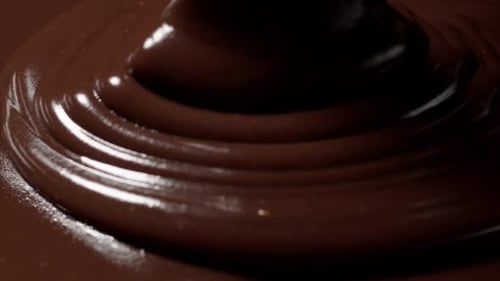 Pouring Rich Melted Chocolate in a Close-Up