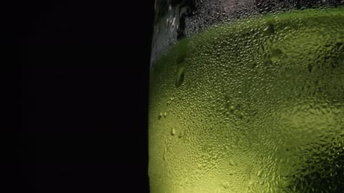 Iced Green Beverage in Glass, Condensation
