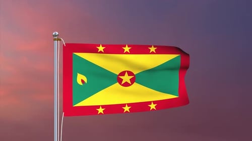 Grenada National Flag Realistic 3D Animation