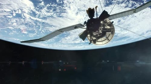 Advanced Satellite Orbiting Earth with Solar Panels Deploying