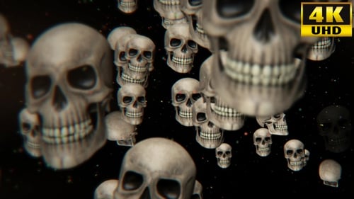 Halloween Spooky Floating 3D Skulls Looping Background