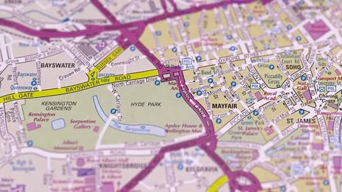 Road Map Area In Central London.