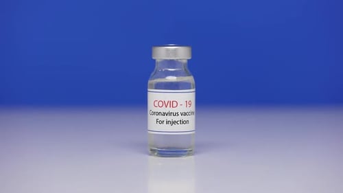 Close Up Vial with COVID19 Coronavirus Vaccine