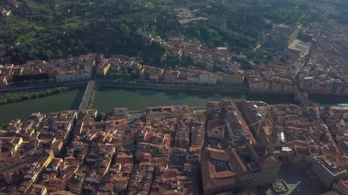 Aerial Panoramic View of Florence at Sunset, Italy