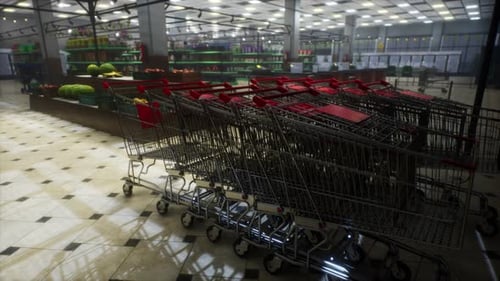 Empty Closed Supermarket Due Covid19 Coronavirus Epidemic
