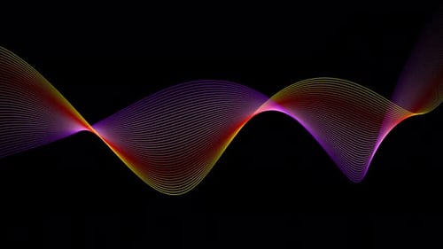 Lila Rot Gelb Color Line Wave Animation auf schwarzem Hintergrund