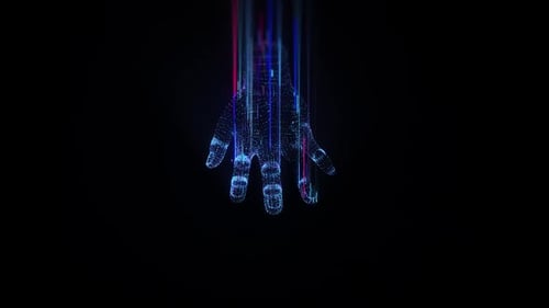 Futuristic Digital Hand Particle Reveal Animation