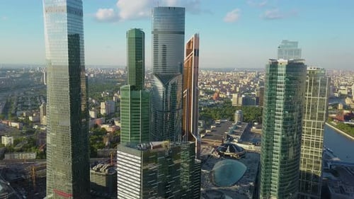 Aerial View of Modern Skyscrapers in Cityscape