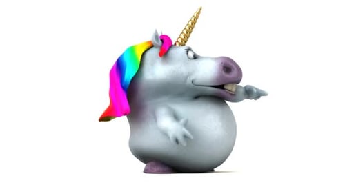 Animated Funny Unicorn Character Gesturing and Dancing