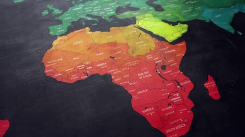 Colorful Map of Africa Continent Close Up Shot