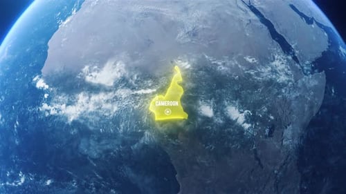 Earh Zoom In Space To Cameroon Country Alpha Output