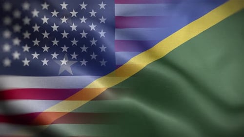 USA and Solomon Islands National Flags Waving Seamlessly