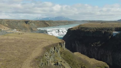 Gullfoss Waterfall. Iceland. Aerial View