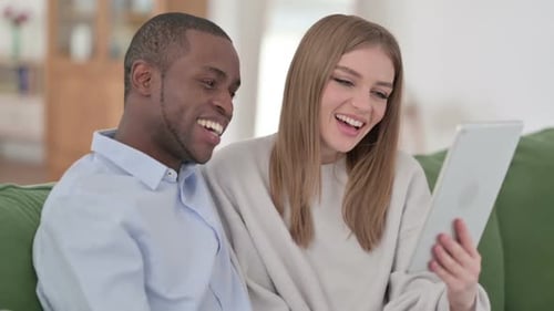 Friends Enjoying Video Call on Tablet Device