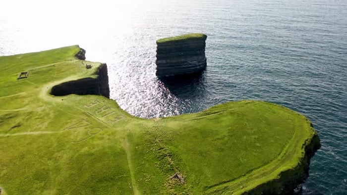 Aerial View of the Dun Briste Sea Stack at Downpatrick Head County Mayo ...