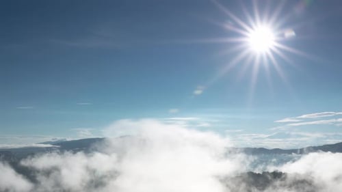 Aerial view Beautiful on rock of morning scenery Golden light sunrise.