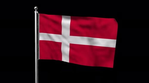 Danish Flag Waving Animation on Alpha Channel