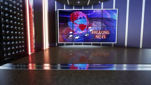 Virtual News Studio Set Green Screen Background Loop 4k