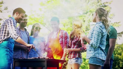 Friends Enjoying Barbecue on a Summer Day