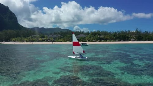 Elderly Man Sailing on Yacht at the Indian Ocean