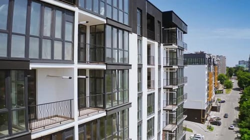 Aerial view of typical multi level apartment building