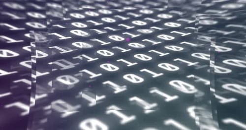 Binary coding data processing against black background