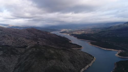 Fly Above River and Mountains