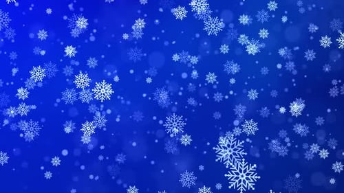 Animated Falling Snowflakes on Blue Winter Background