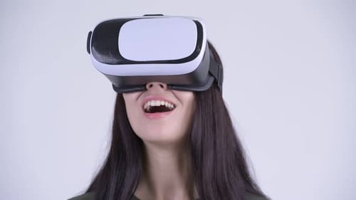 Woman Experiencing Virtual Reality in an Indoor Setting