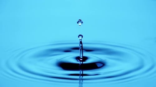 Water Drop Creates Ripples in Blue Water