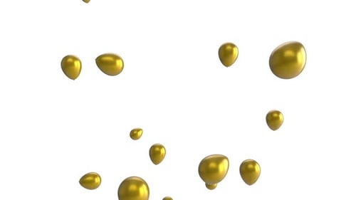 Shiny Golden Balloons Ascending for Celebrations and Festive Events
