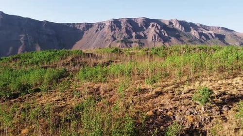 Beautiful Aerial View Landscape in Mountain and Hills with Forest in Summer Sunny Weather Dramatic