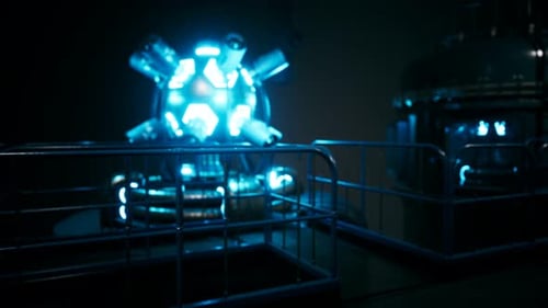 Futuristic Cyberpunk Power Plant Thermonuclear or Nuclear Reactor