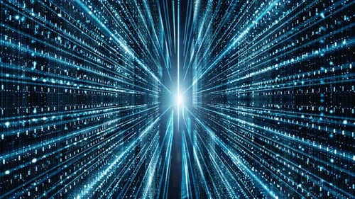 Futuristic Digital Data Tunnel Stream Animation