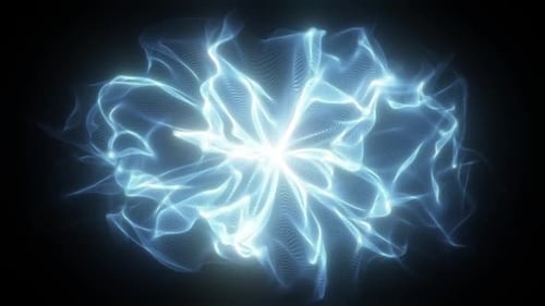 Abstract Glowing Blue Energy Particle Field Loop