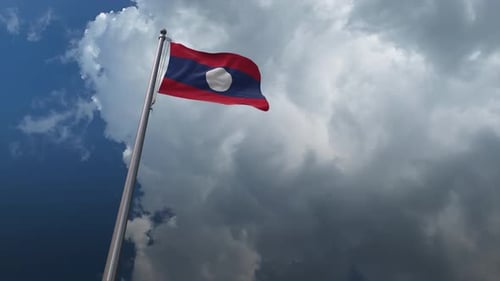 Flagge von Laos wehend 4K