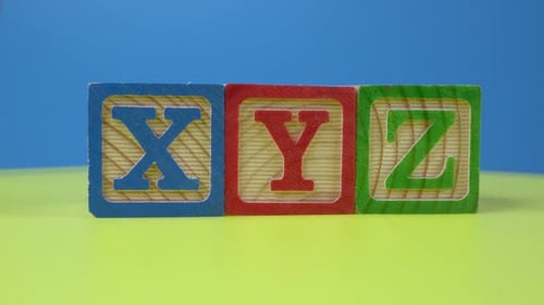 Wooden Alphabet Blocks Spell XYZ