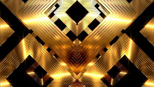 Golden Geometric Abstract Looping Background Pattern