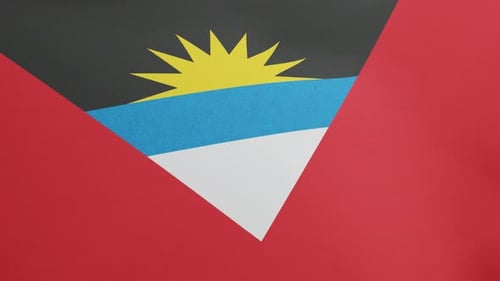 Antigua and Barbuda National Flag Waving in Realistic Fabric