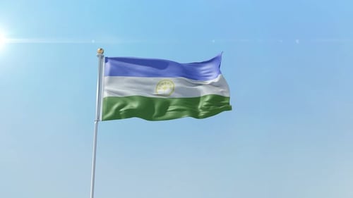 Realistic Waving Flag Animation on Sky Background