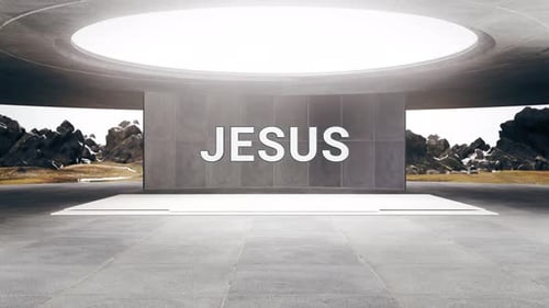 Modern 3D Text Reveal of Jesus Name in a Minimalist Room