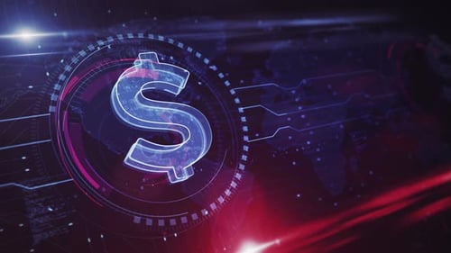 Futuristic Digital Dollar Sign with HUD Display